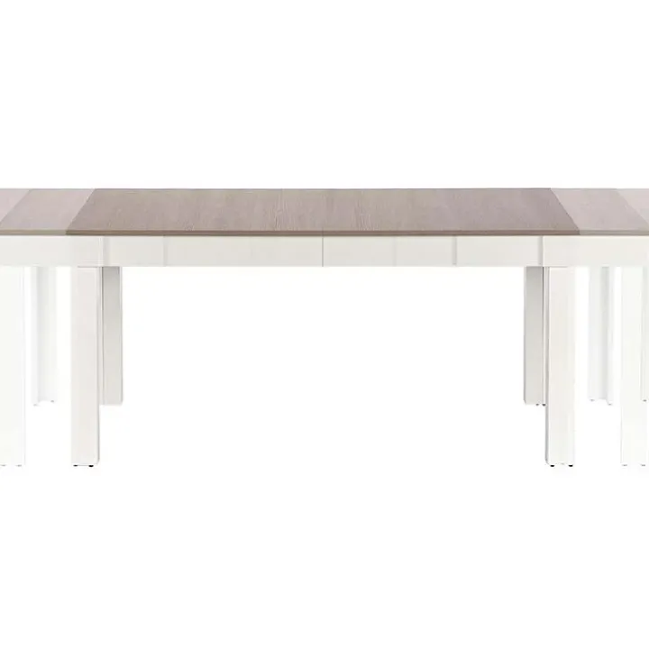 Tavolo 130/170x80cm da pranzo allungabile moderno bianco acciaio Gubbio