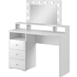 Toeletta da trucco con cassetti 120x40cm con specchio e led bianco Eloisa