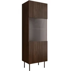 Vetrina alta 60x183h cm 1 anta 2 vani a giorno noce cannettato Gabiot