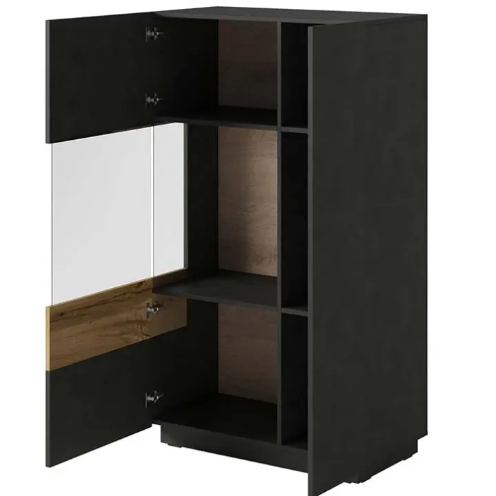 Vetrina bassa 80x139h cm 2 ante sinistra antracite rovere Bahama