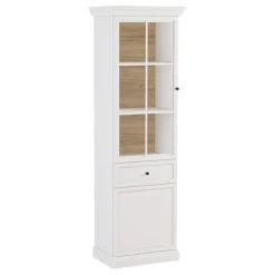 Vetrina moderna 64x200h cm 1 anta con vetro shabby bianco Purro