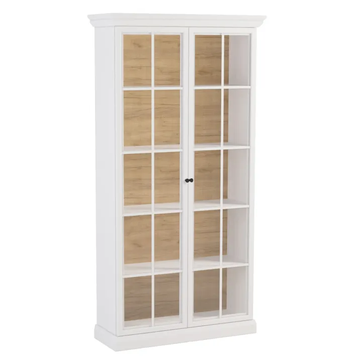 Vetrina moderna 103x200h cm 2 ante con vetro shabby bianco Purro