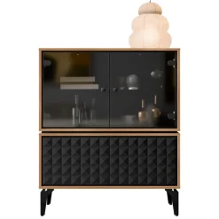 Vetrina moderna 103x122h cm 4 ante serigrafato rovere nero Duplo