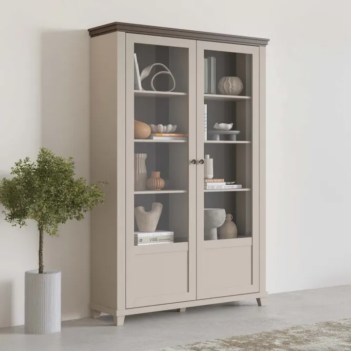 Vetrina soggiorno 126x200h cm 2 ante beige Texel