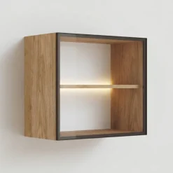 Vetrina sospesa 55x50h cm 1 anta vetro bronzato rovere chiaro Sunset