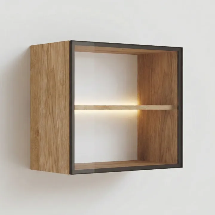 Vetrina sospesa 55x50h cm 1 anta vetro bronzato rovere chiaro Sunset
