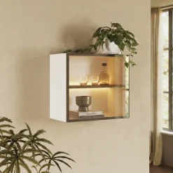 Vetrina sospesa 55x50h cm 1 anta vetro bronzato beige cashmere Sunset