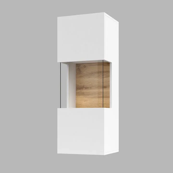 Vetrina sospesa 36x95h cm da parete bianco rovere Fusion
