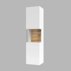 Vetrina sospesa 36x140h cm da parete bianco rovere Fusion
