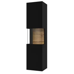 Vetrina sospesa 36x140h cm da parete nero rovere Fusion