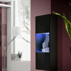 Vetrina sospesa 40x126h cm nero opaco e lucido Charme Gihome®