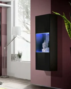 Vetrina sospesa 40x126h cm nero opaco e lucido Charme Gihome®