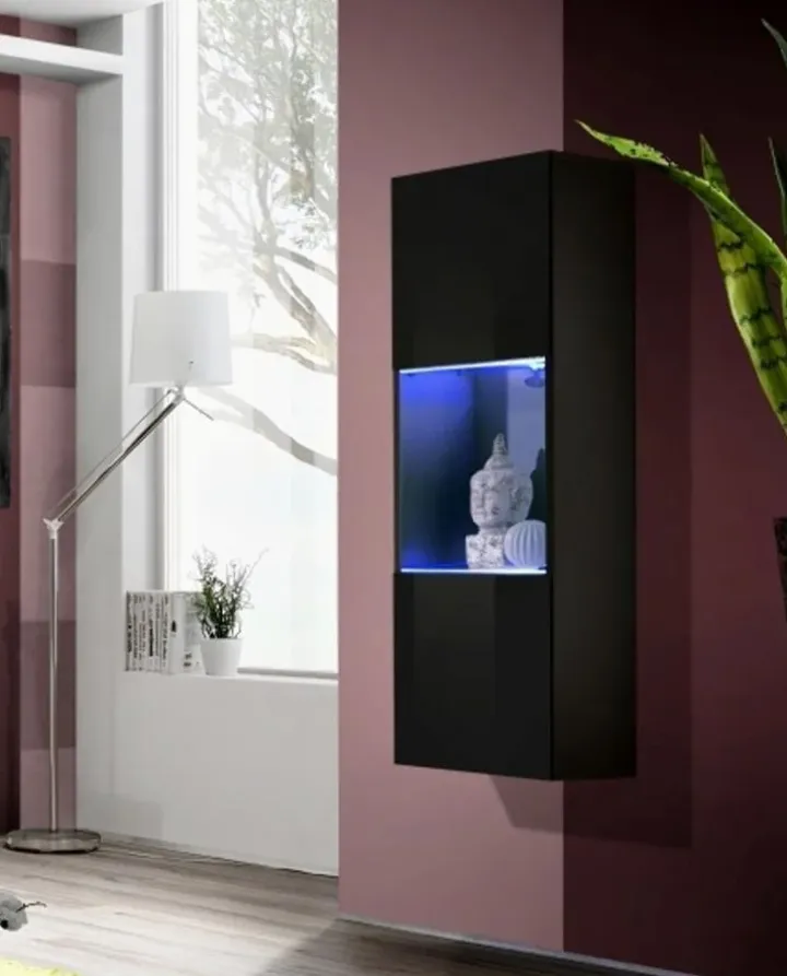 Vetrina sospesa 40x126h cm nero opaco e lucido Charme Gihome®