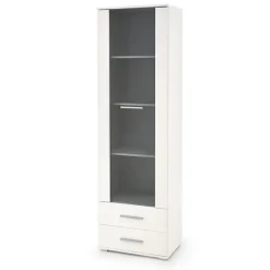 Vetrina 60x200h cm 1 anta 2 cassetti bianco opaco e lucido Viki