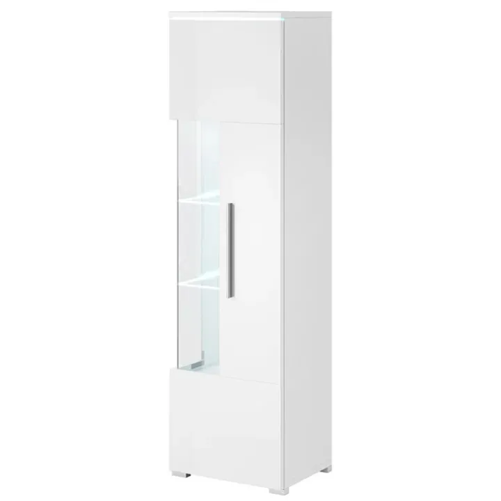 Vetrina 45x160h cm 1 anta destra moderna bianco lucido Frisk