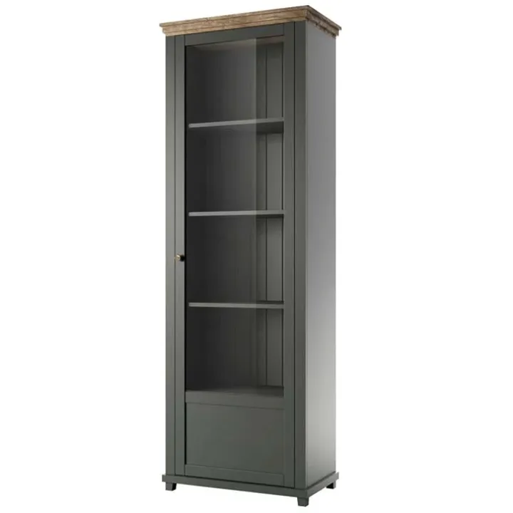 Vetrina 71x200h cm 1 anta destra soggiorno verde quercia Texel