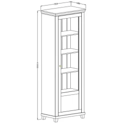 Vetrina 71x200h cm 1 anta destra soggiorno verde quercia Texel