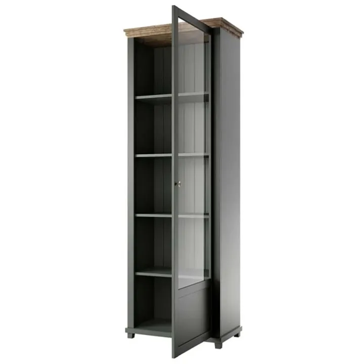 Vetrina 71x200h cm 1 anta destra soggiorno verde quercia Texel