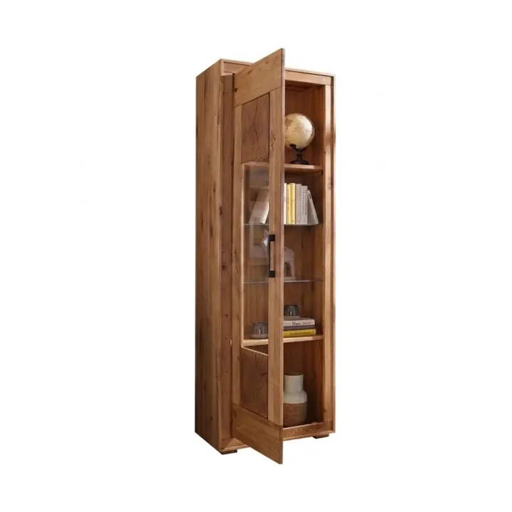 Vetrina 62x201h cm 1 anta legno massello rovere Ebania