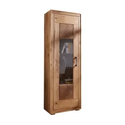 Vetrina 62x201h cm 1 anta legno massello rovere Ebania