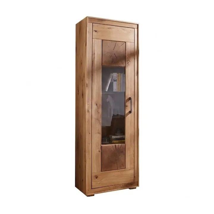 Vetrina 62x201h cm 1 anta legno massello rovere Ebania