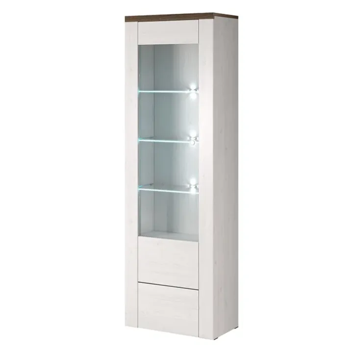 Vetrina 65x206h cm 1 anta moderna bianco frassinato rovere Paloma 2
