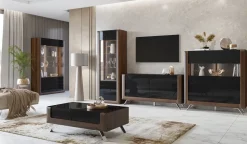 Vetrina 73x200h cm 1 anta 5 ripiani noce nero lucido Jumbo
