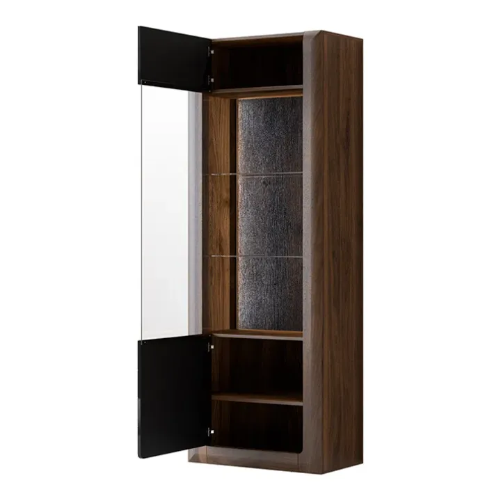 Vetrina 73x200h cm 1 anta 5 ripiani noce nero lucido Jumbo