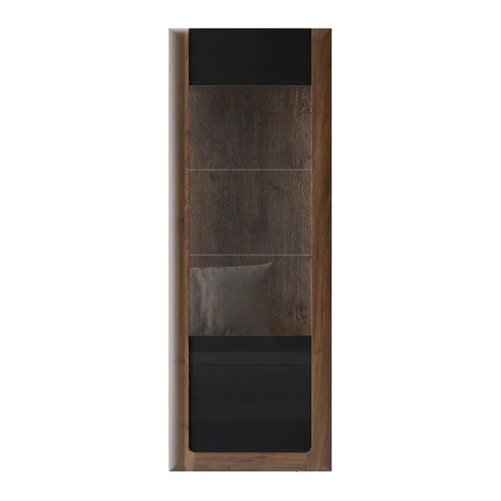 Vetrina 73x200h cm 1 anta 5 ripiani noce nero lucido Jumbo
