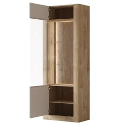 Vetrina 73x200h cm 1 anta 5 ripiani rovere tortora lucido Jumbo