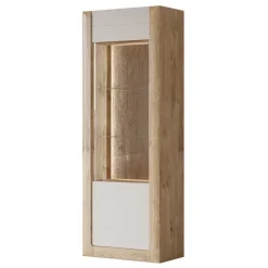 Vetrina 73x200h cm 1 anta 5 ripiani rovere tortora lucido Jumbo