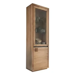 Vetrina 65x205h cm 2 ante apertura destra legno massello rovere Tarselia