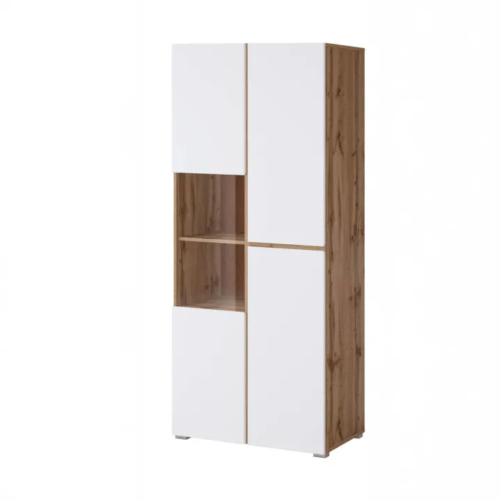 Vetrina 80x184h cm 4 ante bianco rovere Lolla