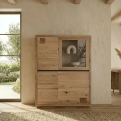 Vetrina 103x148h cm 4 ante legno massello rovere Tarselia