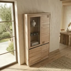 Vetrina 103x205h cm 4 ante legno massello rovere Tarselia
