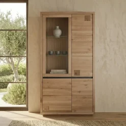 Vetrina 103x205h cm 4 ante legno massello rovere Tarselia