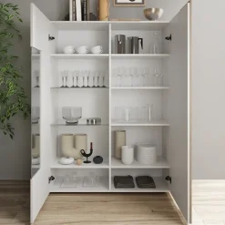Vetrina 121x168h cm 2 ante moderna bianco lucido rovere Universal