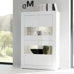 Vetrina 102x162h cm 4 ante moderna bianco lucido Eternity