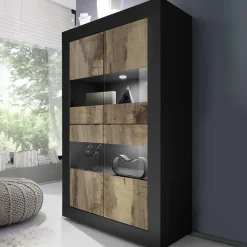 Vetrina 102x162h cm 4 ante moderna nero pero Eternity