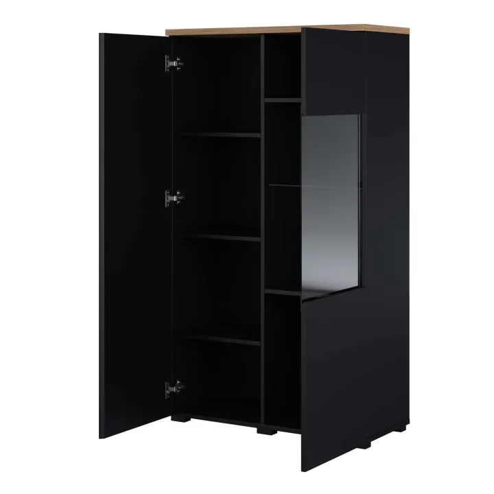 Vetrina 80x140h cm 2 ante nero rovere Ischia