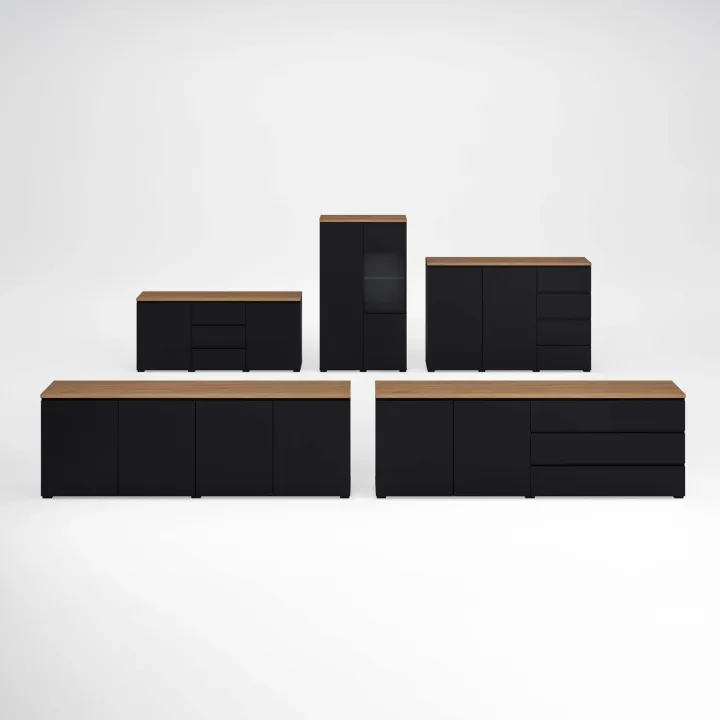 Vetrina 80x140h cm 2 ante nero rovere Ischia