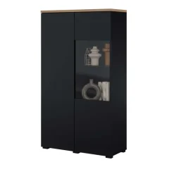 Vetrina 80x140h cm 2 ante nero rovere Ischia