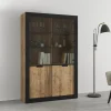 Vetrina 120x187h cm 4 ante rovere rustico nero Ilyssa