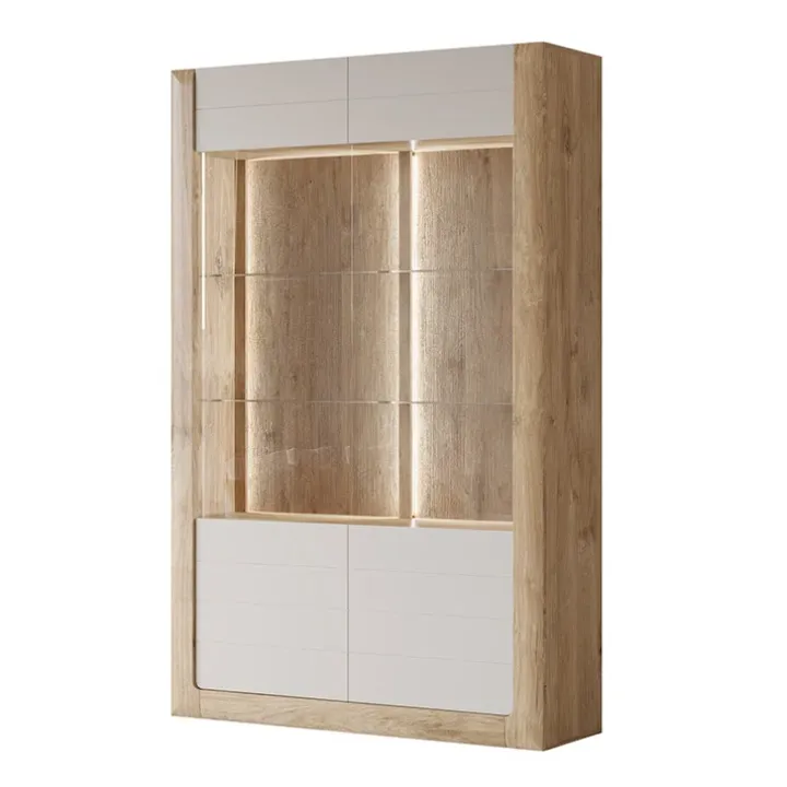 Vetrina 129x200h cm 2 ante rovere tortora lucido Jumbo