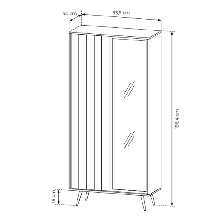 Vetrina 94x196h cm con led 2 ante 5 ripiani reversibile soggiorno noce Bois