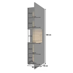 Vetrina 36x140h cm da parete nero rovere Fusion