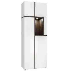 Vetrina 70x197h cm soggiorno moderno bianco opaco e lucido Mackay Gihome®