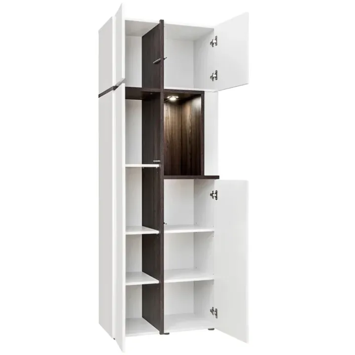 Vetrina 70x197h cm soggiorno moderno bianco opaco e lucido Mackay Gihome®