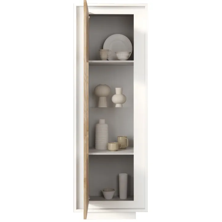 Vetrinetta 67x197cm 1 anta moderna bianco opaco rovere chiaro Deluxe