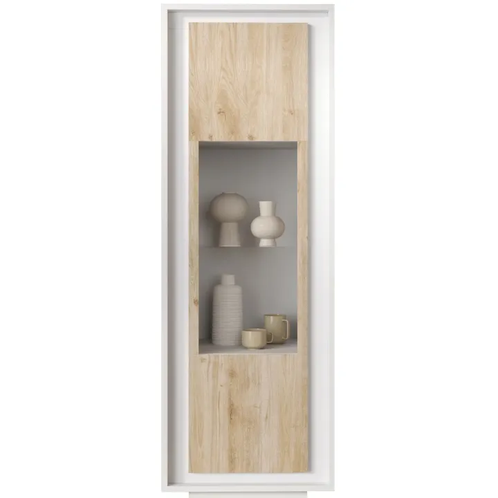 Vetrinetta 67x197cm 1 anta moderna bianco opaco rovere chiaro Deluxe